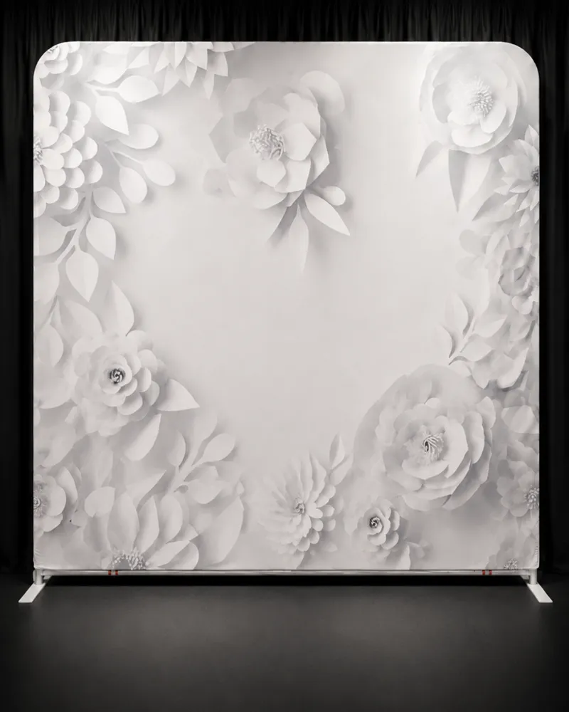 Floral White backdrop — white paper flowers