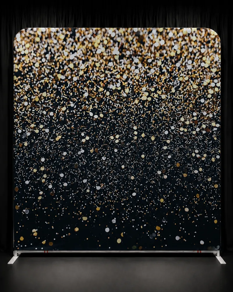 Gold Stardust backdrop — gold glitter on black